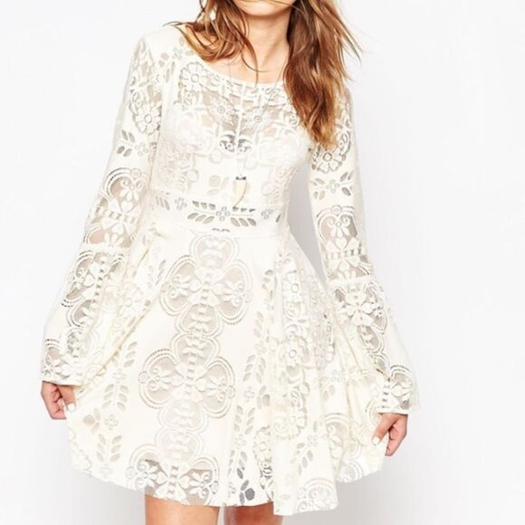 Free People Dresses & Skirts - Free People Lace Lovers Folk Song Dress Women’s 0 Boho Bohemian